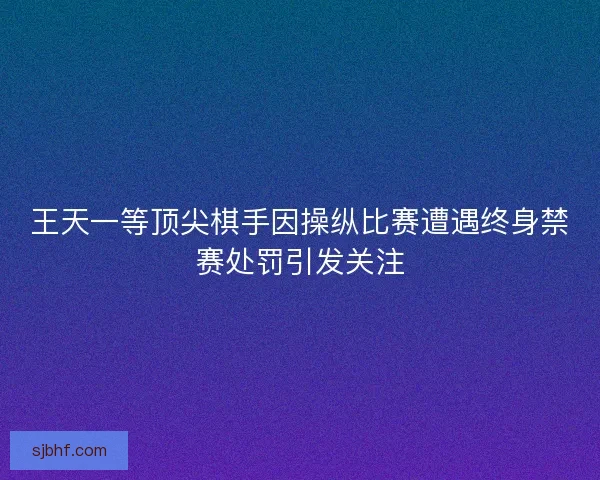 王天一等顶尖棋手因操纵比赛遭遇终身禁赛处罚引发关注