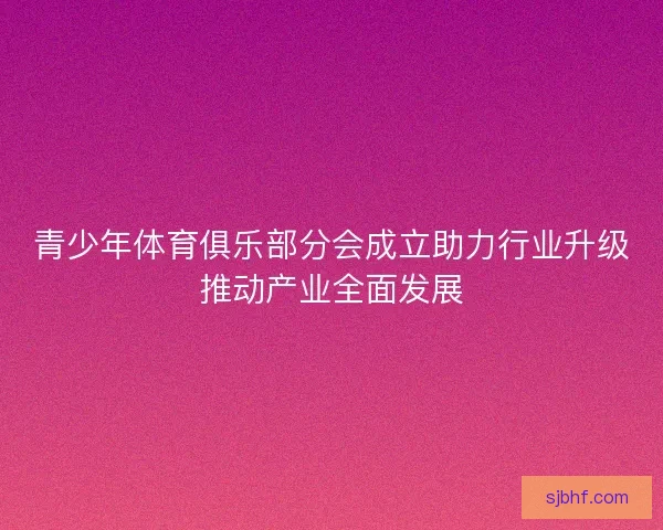 青少年体育俱乐部分会成立助力行业升级推动产业全面发展