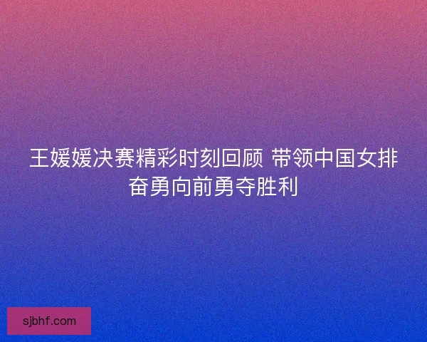 王媛媛决赛精彩时刻回顾 带领中国女排奋勇向前勇夺胜利